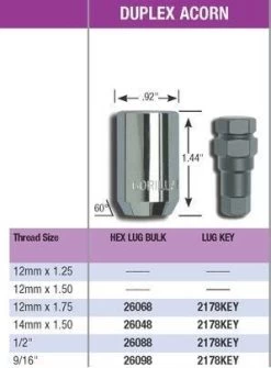 Gorilla Duplex Acorn Hex Socket Lug Nuts And Locks