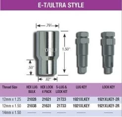 Gorilla E-T/Ultra Style Hex Socket Lug Nuts And Locks