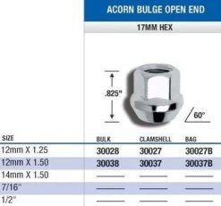 Gorilla Acorn Bulge Lug Nuts